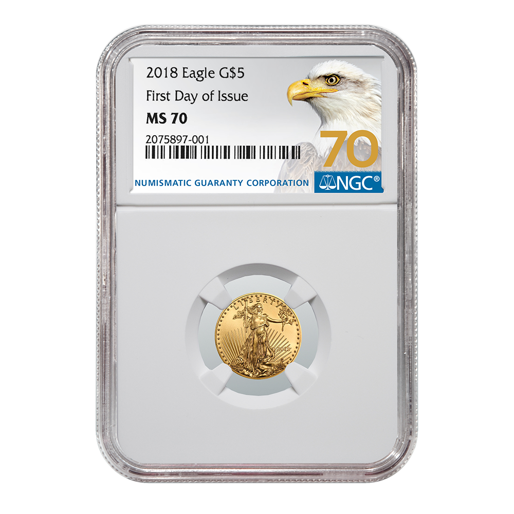 2018 1/10 oz NGC MS-70 First Day Of Issue Gold American Eagle (70 Label)