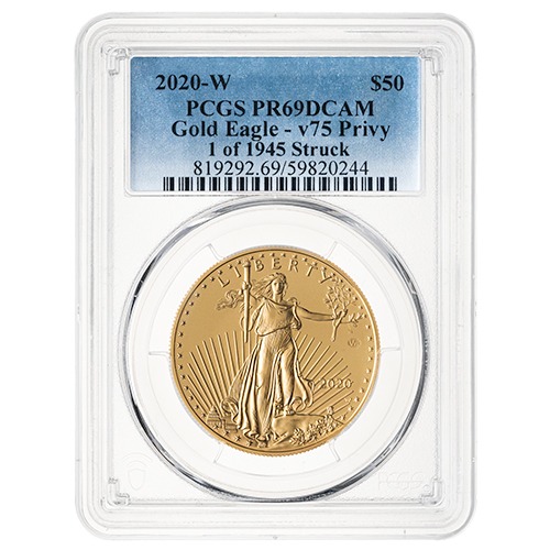 2020-W PCGS PR-69 1 oz American Gold Eagle Proof Coin - V75 Privy Mark