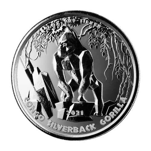 2021 1 oz Congo Silverback Gorilla Silver Coin