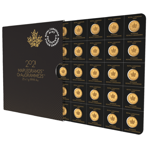 2021 25x1 Gram Canadian Gold Maplegram25™ Coin Sheet - in Assay