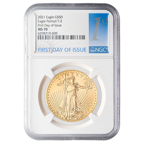 2021 NGC MS-70 First Day of Issue 1 oz American Gold Eagle Coin (Type 2)