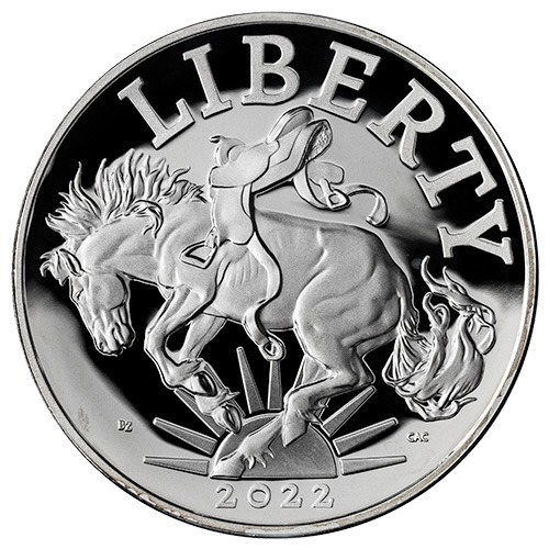 2022-P 1 oz US Mint American Liberty Mustang Proof Silver Medal w/Box & COA (Spotted)