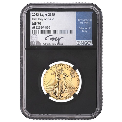 2023 NGC MS-70 1/2 oz American Gold Eagle Coin - Black Core Edmund C. Moy Label