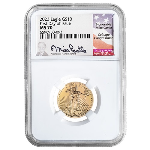 2023 NGC MS-70 First Day of Issue 1/4 oz American Gold Eagle Coin - Mike Castle Label