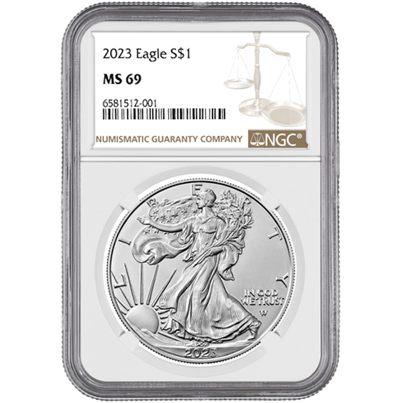 2023 NGC MS-69 1 oz American Silver Eagle Coin (Brown Label)