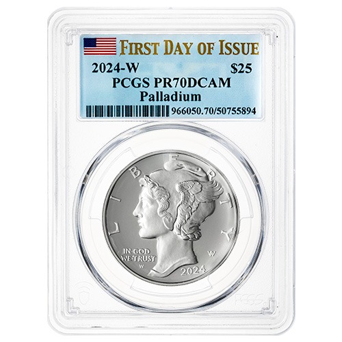 2024-W PCGS PR-70 First Day of Issue 1 oz American Palladium Eagle Proof Coin