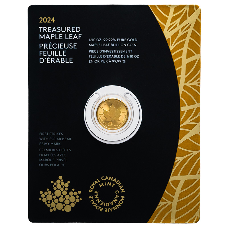 2024 1/10 oz Canadian Gold Maple Leaf Coin - Polar Bear Privy Mark