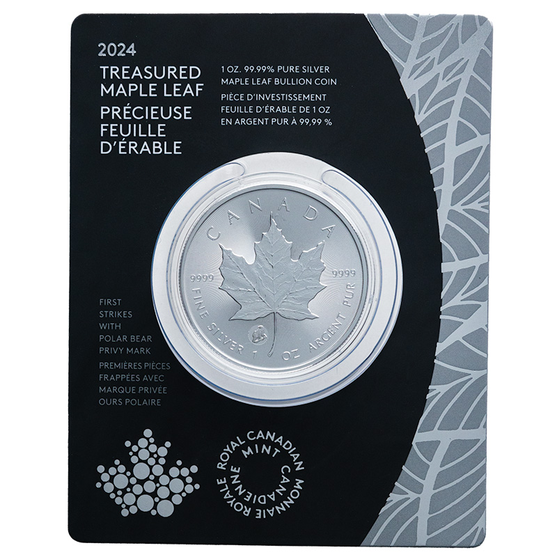 2024 1 oz Canadian Silver Maple Leaf Coin - Polar Bear Privy Mark