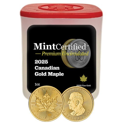 2025 1 oz Canadian Gold Maple MintCertified™ Premium Uncirculated | Sealed Tube