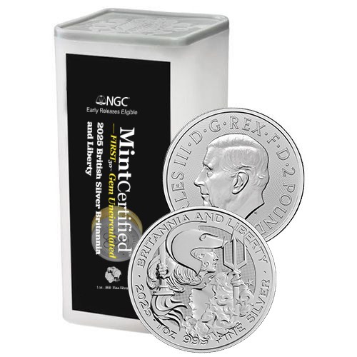 2025 1 oz British Silver Britannia and Liberty NGC & SD Bullion MintCertified™ First 30™ | Sealed Tube