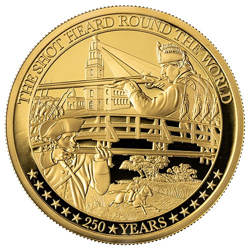 2025 2 oz The Battles of Lexington and Concord Proof Gold Coin with Box and COA