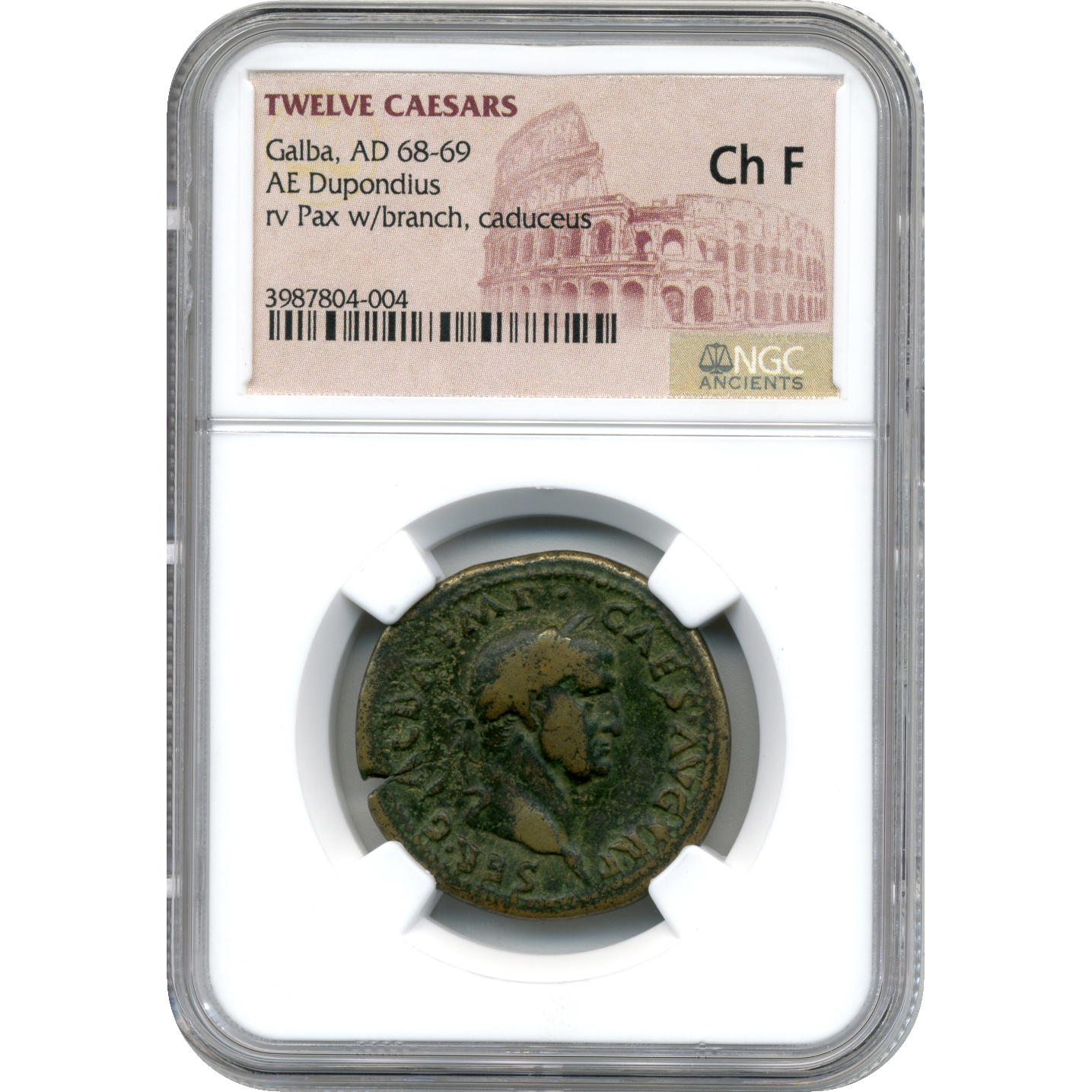 Twelve Caesars Galba AE Dupondius AD 68-69 - NGC Ch F