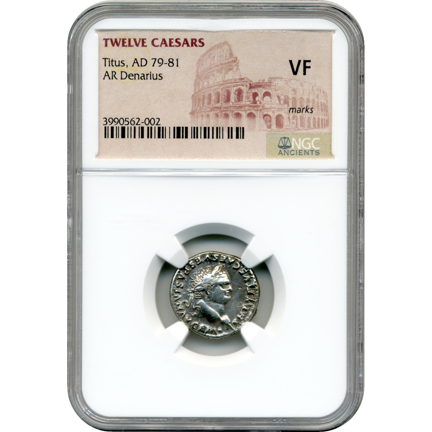 Twelve Caesars Titus AR Denarius AD 79-81 - NGC VF