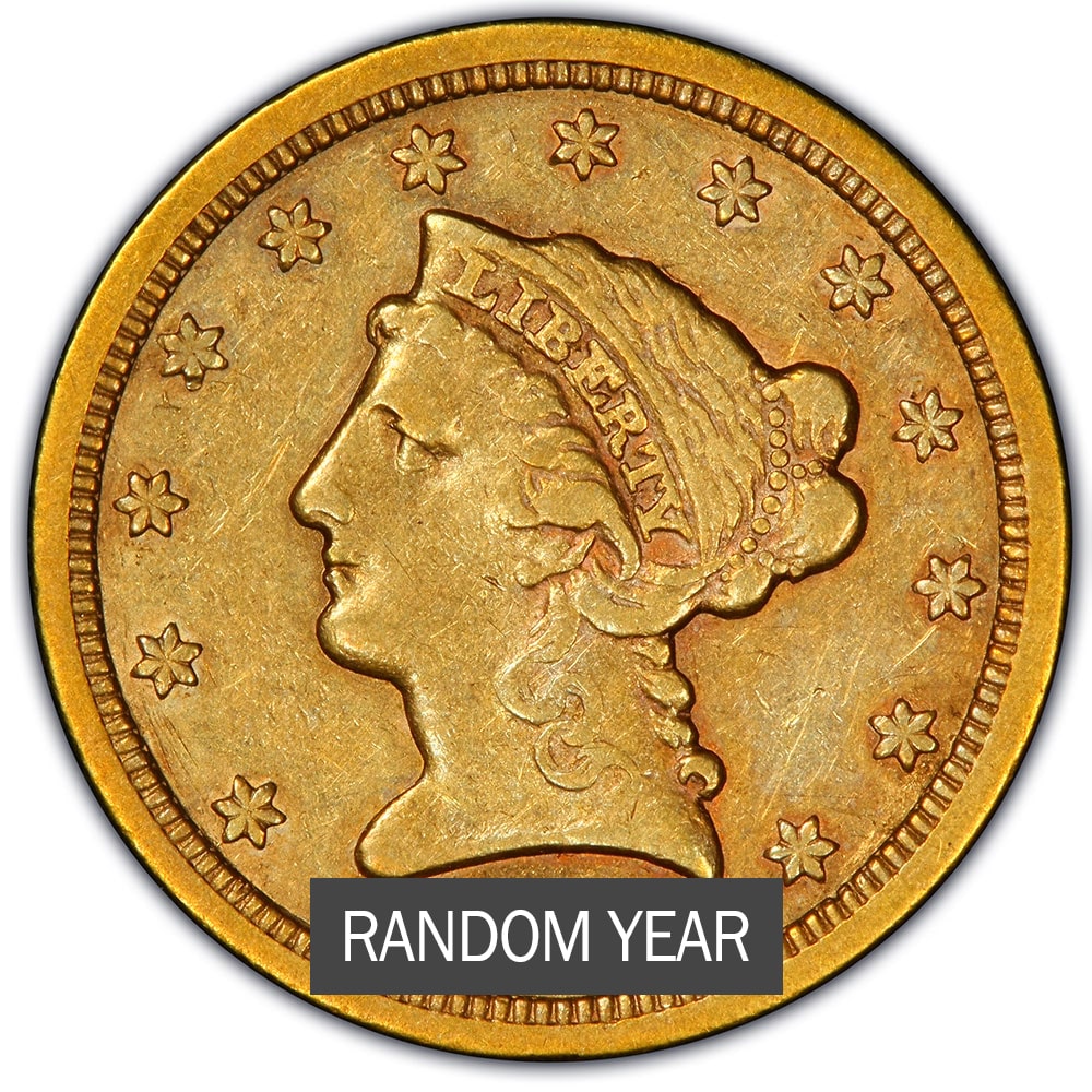 $2.50 Liberty Quarter Eagle Gold Coin (VF) - Random Year