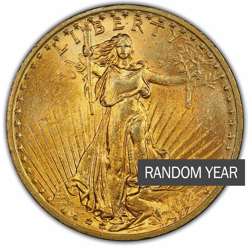 $20 Saint Gaudens Double Eagle Gold Coin (AU) - Random Year