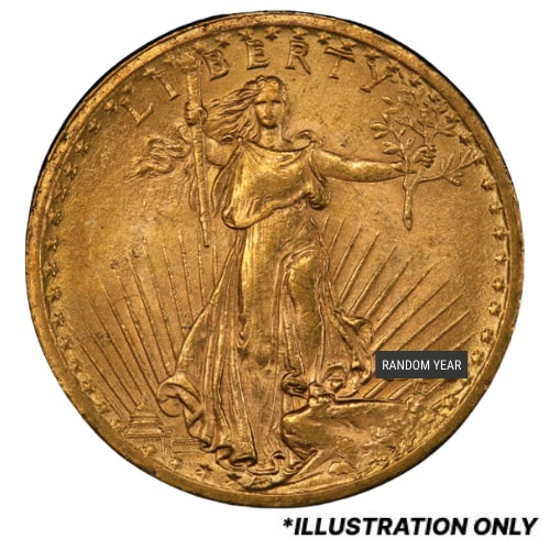 $20 St. Gaudens Double Eagle Gold Coin (BU) No Motto - Random Year
