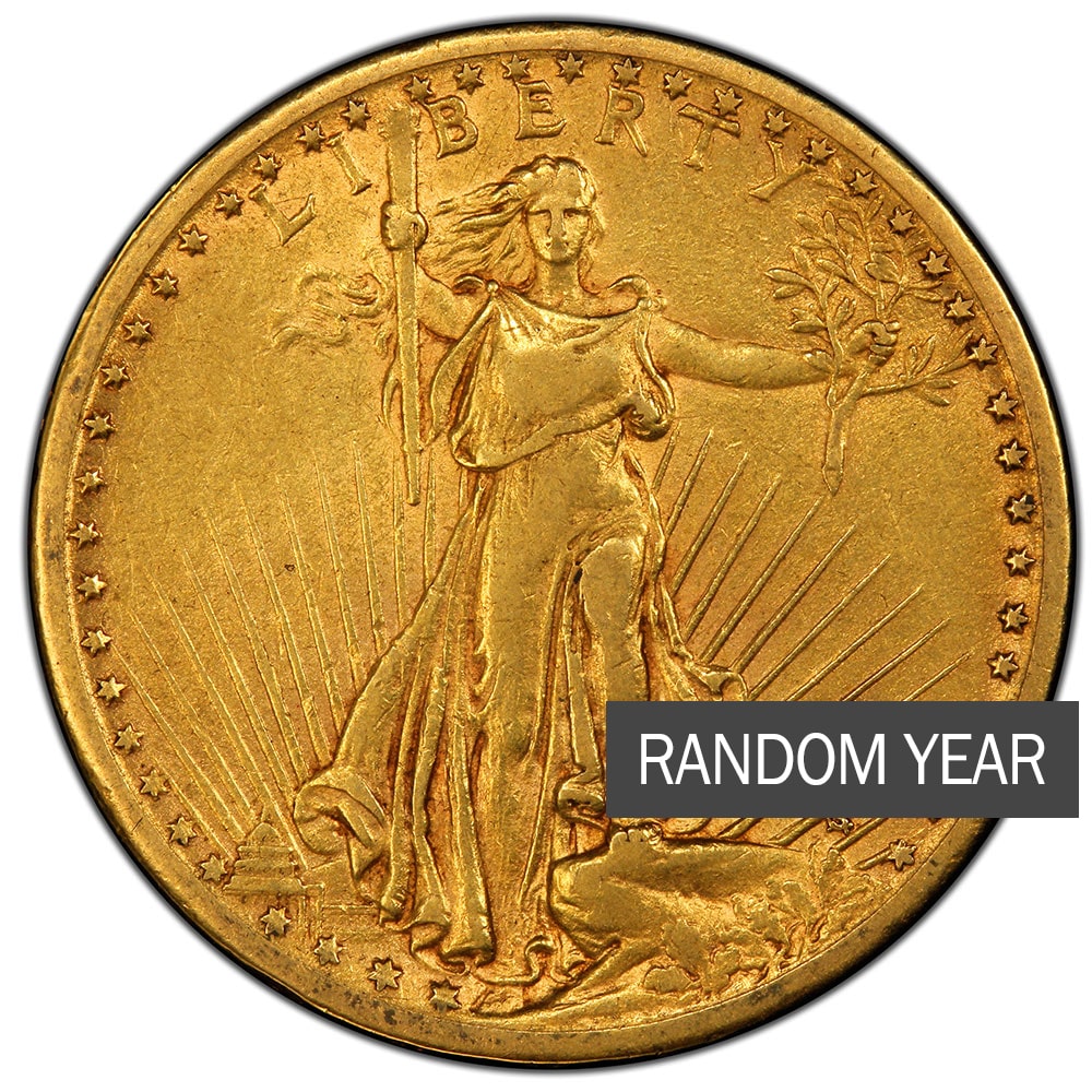 $20 Saint Gaudens Double Eagle Gold Coin (Cleaned/Jewelry Grade) - Random Year