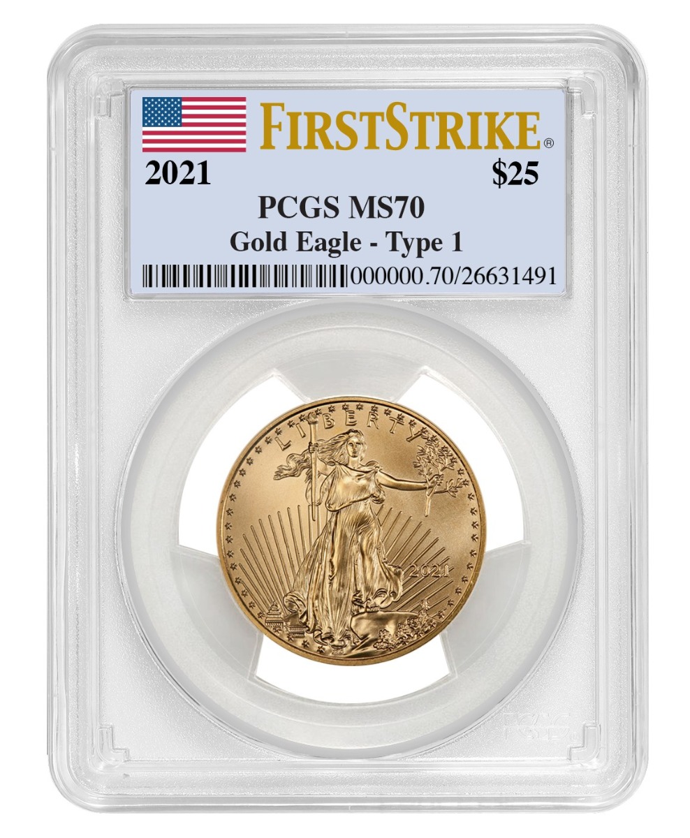 2021 1/2 oz PCGS MS-70 FS American Gold Eagle Coin