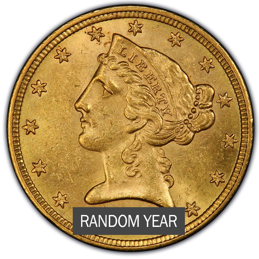 $5 Liberty Half Eagle Gold Coin (BU) - Random Year