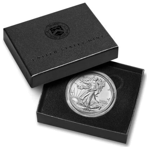 2023-W 1 oz American Silver Eagle Burnished Coin with US Mint Box & COA