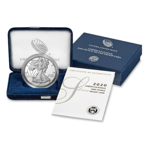 2020-S 1 oz American Silver Eagle Proof Coin with Box & COA