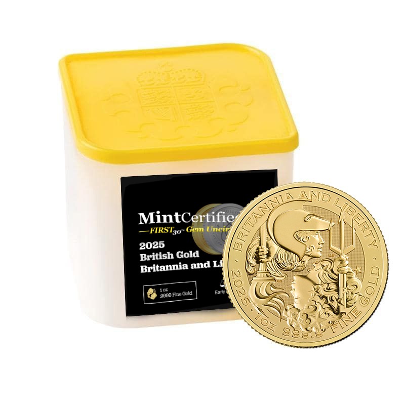 [["2025 1 oz British Gold Britannia and Liberty NGC & SD Bullion MintCertified™ Fi","rst 30™ | Sealed Tube"]]