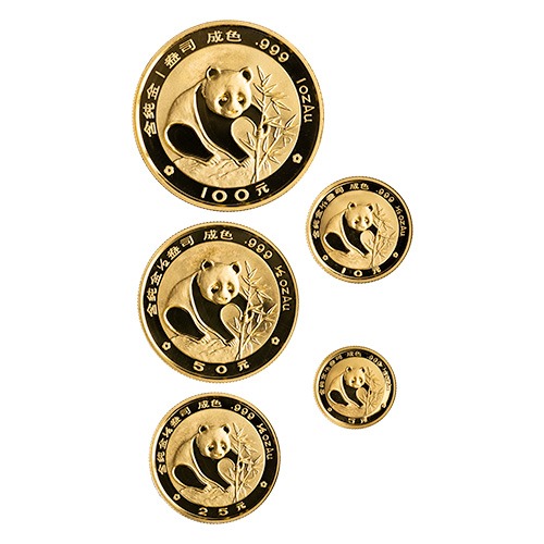 Chinese Gold Panda 5-Coin Set in Capsules - Random Date