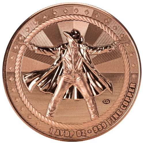 1 oz The Gunslinger Copper Round - Cowboy Series