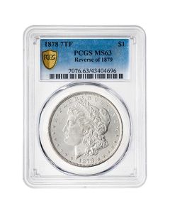 1878 PCGS MS-63 Morgan Silver Dollar Coin - 7 Tail Feathers Reverse of 1879 