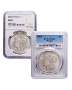 1921 MS-63 Morgan Silver Dollar (NGC or PCGS)