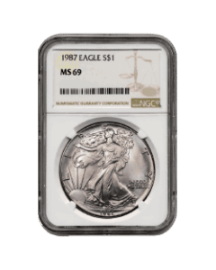 1987 NGC MS-69 American Silver Eagle Coin (Brown Label)
