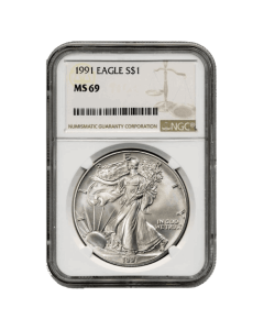 1991 NGC MS-69 American Silver Eagle Coin (Brown Label)