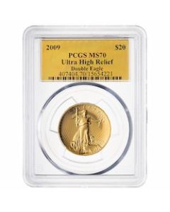 2009 (MMIX) PCGS MS-70 Ultra High Relief $20 Double Eagle  Gold Coin - Gold Foil Label