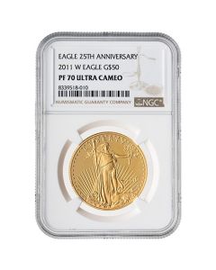 2011-W NGC PF-70 Ultra Cameo 1 oz American Gold Eagle Proof Coin - Brown Label