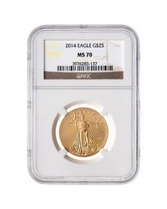 2014 NGC MS-70 1/2 oz American Gold Eagle Coin -  Brown Label