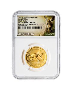 2015-P NGC PF-70 1 oz Gold Kangaroo High Relief Proof Coin - Kangaroo Label