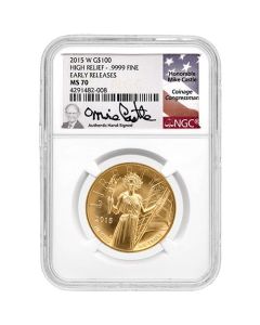 2015-W NGC MS-70 Early Releases 1 oz American Liberty High Relief Gold Coin - Mike Castle Signature Label
