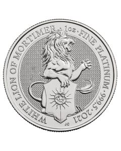 2021 1 oz Queen's Beasts White Lion of Mortimer Platinum Coin