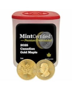 2025 1 oz Canadian Gold Maple MintCertified™ Premium Uncirculated | Sealed Tube of 10
