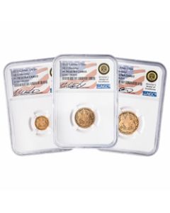 2022 NGC PF-70 UC Gold Sovereign Queen Elizabeth II Memorial 3-Coin Proof Set - Signature Label