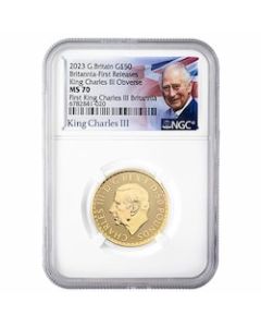 2023 NGC MS-70 First Releases 1/2 oz Britannia Gold Coin - King Charles III Obverse and Special Label