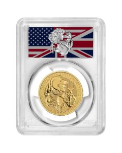 2025 PCGS MS-70 First Day of Issue 1 oz British Gold Britannia and Liberty Coin - Exclusive Label