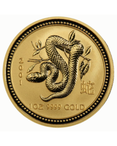 2001 1 oz Year of the Snake Gold Coin - Lunar Series I