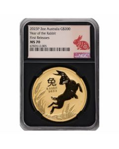 NGC MS-70 First Release - Black Core - 2023-P Australia 2 oz Gold Lunar Rabbit Coin - Lunar Series III - Perth Mint