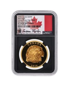 2020 NGC PF-70 First Day of Issue 2 oz Canadian Bald Eagle High Relief Proof Gold Coin