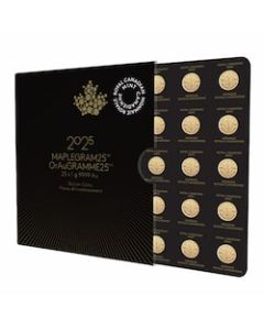2025 25 x 1g Canadian Gold Maplegram25™ Coin Sheet