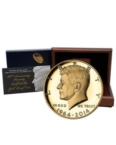2014-W 3/4 oz Commemorative Kennedy Half Dollar Proof Gold Coin with US Mint Box & COA