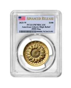 2025-W PCGS PR-70 Advanced Releases 1 oz American Liberty High Relief Gold Coin