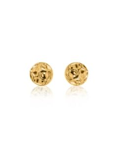 Gold Hammered Disc 24k Earrings | SD24K