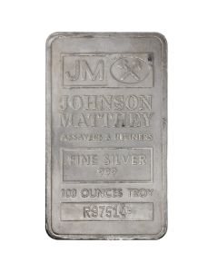 100 oz Extruded Johnson Matthey Silver Bar